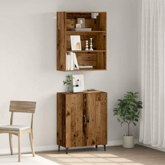 Berkfield Home Sideboard with Wall Cabinet Old Wood Engineered Wood in Brown