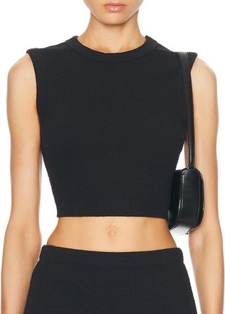 Enza Costa Textured Jacquard Cropped Tank Top In Black
