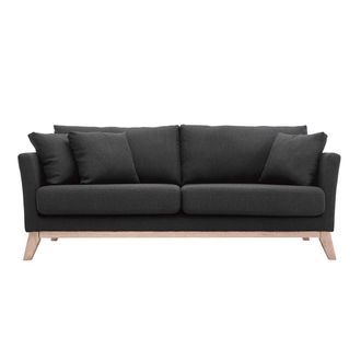 Miliboo Miliboo - Sof&aacute; N&oacute;rdico 3 Plazas Gris Oscuro Desenfundable Patas Madera Oslo