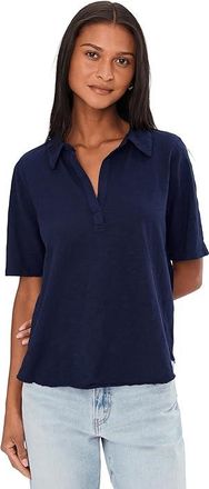 Mod-o-doc Half Sleeve Easy Polo T-Shirts Womens Clothing Vibrant Navy : LG (US 12-14), Cotton