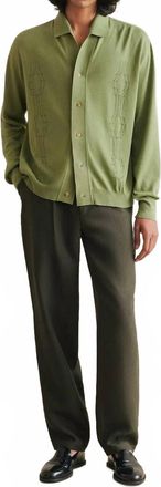 De Bonne Facture Open Knit Cardigan In Sage