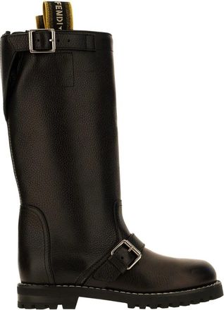Fendi Schoenen, Dames, Zwart, 38 EU, Leer, Commando Boot