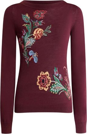 Etro Maglione con ricamo a fiori - Rosso
