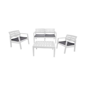 Dmora Conjunto de sal&oacute;n exterior blanco 63x58h74 cm
