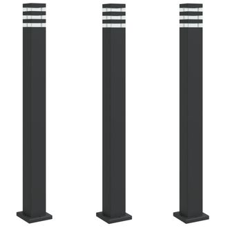 vidaXL L&aacute;mparas De Suelo De Exterior 3 Unidades Aluminio Negro 110 Cm Vidaxl
