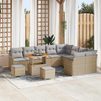 vidaXL Conjunto De Sof&aacute; De Jard&iacute;n 12 Pcs Beige Rat&aacute;n Sint&eacute;tico Vidaxl