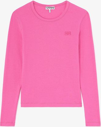 Ganni Pink Long-sleeve Top in - Size 2XL Organic Cotton