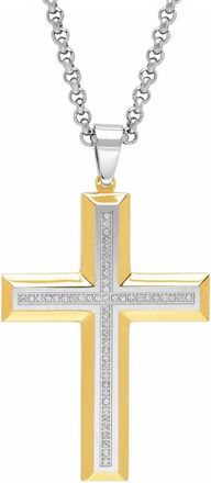 Robert Alton 1/4 CTW Stainless Steel Mens Diamond Cross Necklace