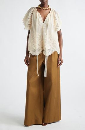Zimmermann Luna Lace Flutter Top in Cream at Nordstrom, Size 0P
