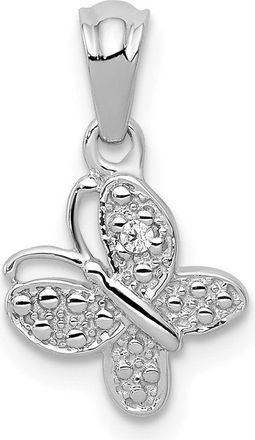 Diamond2Deal 14k White Gold.01 carat Diamond Butterfly Pendant