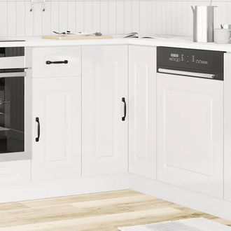 Berkfield Home Kitchen Corner Base Cabinet Kalmar High Gloss White Engineered Wood