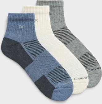 Calvin Klein Mens Two-tone padded ankle socks 3-pack