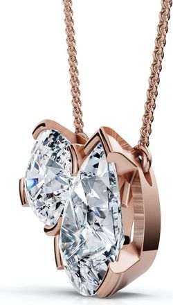Pompeii3 2Ct Cushion and Pear Toi et Moi Diamond Pendant 14k Gold or Pt Lab Grown