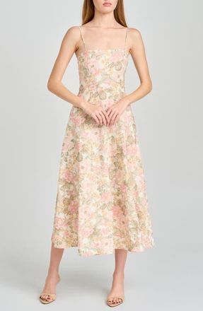 Wayf Josefina Floral Fit & Flare Midi Dress in Blush Floral at Nordstrom, Size X-Small