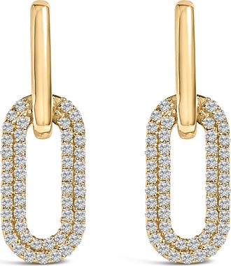 House of Brilliance 10K Gold 1/2 Cttw Lab Grown Diamond Dangling Paperclip Drop Earrings