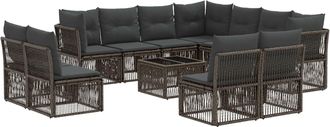 vidaXL Conjunto De Sof&aacute;s De Jard&iacute;n 12 Uds. Gris Rat&aacute;n Sint&eacute;tico Vidaxl
