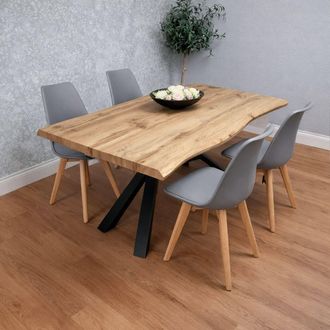 Kosy Koala Modern Dining Table with 4 Grey Chairs Dining Room Furniture in Brown