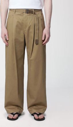 sacai Pantaloni a gamba larga in cotone con vita regolabile e fondo con coulisse