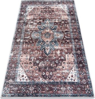 RugsX Rugsx - Alfombra Lavable Andre 1826 Ornamento, Vintage Antideslizante - Marr&oacute;n / Azul Multicolour 160x220 Cm