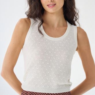 Autumn Cashmere Sheer Dot Tank Top In White