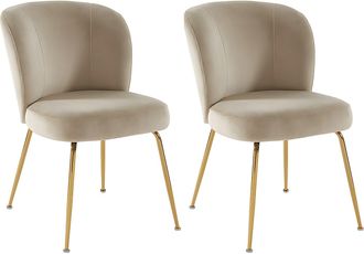 Vente-Unique Juego de 2 sillas de terciopelo y metal dorado - Beige - POLPONA de Pascal MORABITO