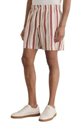 Reiss Mararani Stripe Drawstring Shorts in Red/Stone at Nordstrom, Size Xx-Large