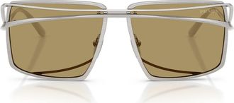 Prada 58mm Irregular Sunglasses in Silver Vintage /Green Olive at Nordstrom