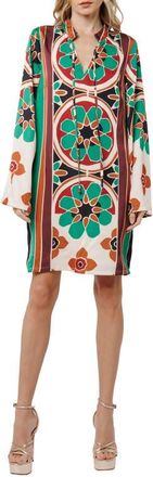 Ciebon Iriza Long Sleeve Shift Dress in Green Multi at Nordstrom, Size X-Small
