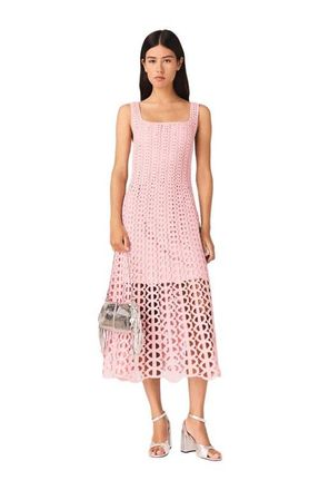 Maje Rhinestone crochet midi dress in Pink at Nordstrom, Size 38 Eu