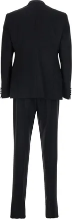 Emporio Armani Mens Suit With Shawl Collar Black Satin Virgin Wool Suits
