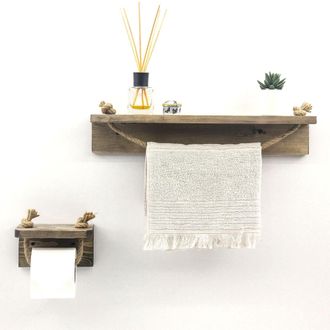 Dmora Estante Porpetto, 2 Niveles, Madera De Abeto, Hecho A Mano, Tono Natural, 50x9x10h Cm Marr&oacute;n Natural