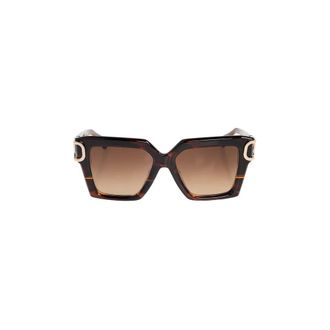 Valentino Garavani Accessoires, Dames, Bruin, ONE Size, Leer, Rechthoekige Zonnebril