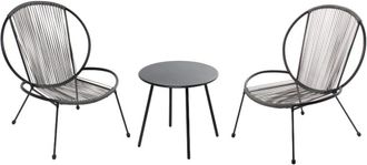 Concept Usine Conjunto de 2 sillones + 1 mesa de centro gris oscuro