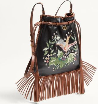 Valentino Garavani Borsa Valentino Garavani Nellc&ocirc;te Alice Ricamata Con Frange Donna NERO/MULTICOLOR/TABACCO UNI