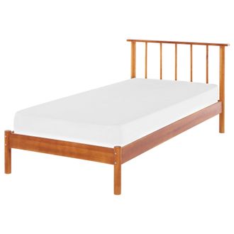 Beliani Cama De Madera Clara De Pino Eu Super King 90 X 200 Cm Con Cabecero Base De Listones Estilo R&uacute;stico Minimalista Barret