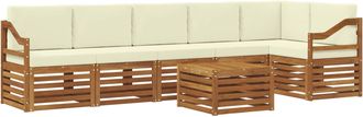 vidaXL Conjunto De Sof&aacute;s De Exterior 7 Uds. Natural Y Crema Poli&eacute;ster Vidaxl