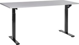 Beliani Beliani - Escritorio De Altura Regulable Manualmente Oficina Moderna Patas Cuadradas 160 X 72 Cm Tablero Gris Soporte De Acero Negro Destines