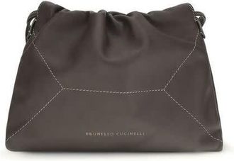 Brunello Cucinelli Calf Leather Shoulder Bag Brown