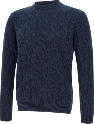 FILIPPO DE LAURENTIIS Jersey Azul de Lana y Cachemira Cuello Redondo - Knitwear - Hombre - Azul - 3XL