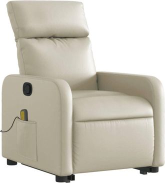 vidaXL Sill&oacute;n Reclinable De Masaje De Pie Cuero Artificial Color Crema Vidaxl