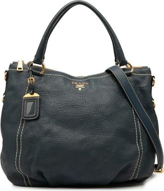 Prada Pre-owned Handbags, female, Blue, Size: ONE SIZE Pre-owned Leather Top Handle Bag