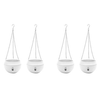 OEM Macetero Colgante Autom&aacute;tico De 4 Piezas Con Cesta De Riego, Fabricado En Pl&aacute;stico Con Ganchos Y Base Desmontable, Color Blanco