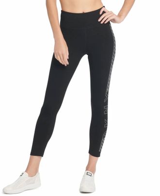 DKNY Sport High Waist Studded Logo Leggings In Rose Gold