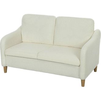 HOMCOM Divano 2 Posti Moderno con Rivestimento Sherpa 137x69x82cm Crema