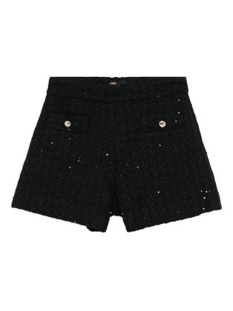 Maje sequin-embellished tweed shorts - women - Polyester/Acrylic/Cotton/Wool/Viscose/Cotton - 42 - Black