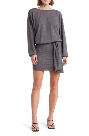 Go Couture Long Sleeve Knit Minidress in Charcoal at Nordstrom Rack, Size Small