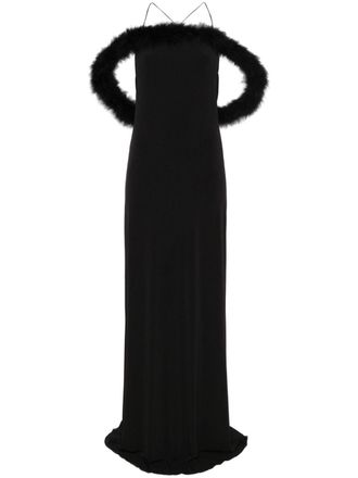 Coperni Boa Halo maxi dress - women - Elastane/Turkey Feather/Polyester - 38 - Black