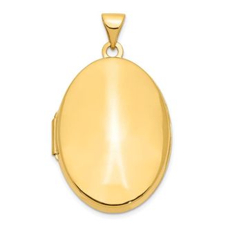 Diamond2Deal 14k Yellow Gold Polished Domed Oval Locket Pendant