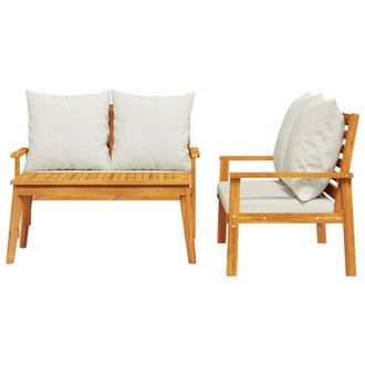 Berkfield Home Beautiful 3 Piece Garden Lounge Set with Cushions Solid Wood Acacia in Brown