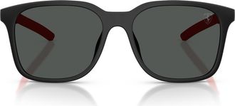 Ferrari 57mm Square Sunglasses in Black Matte /Dark Grey at Nordstrom